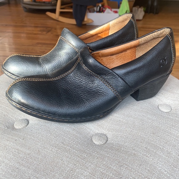 Born Black Pebbled Leather Clog Comfort Shoes 9M - Picture 3 of 10